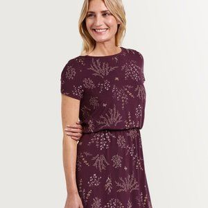 Reitmans Purple Floral Short-sleeved Mini Elastic Waist Swing Dress